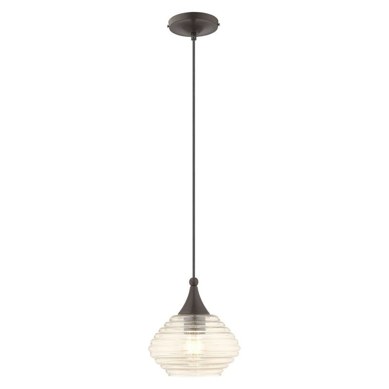 Livex Lighting Art Glass 1 - Light Pendant in  English Bronze