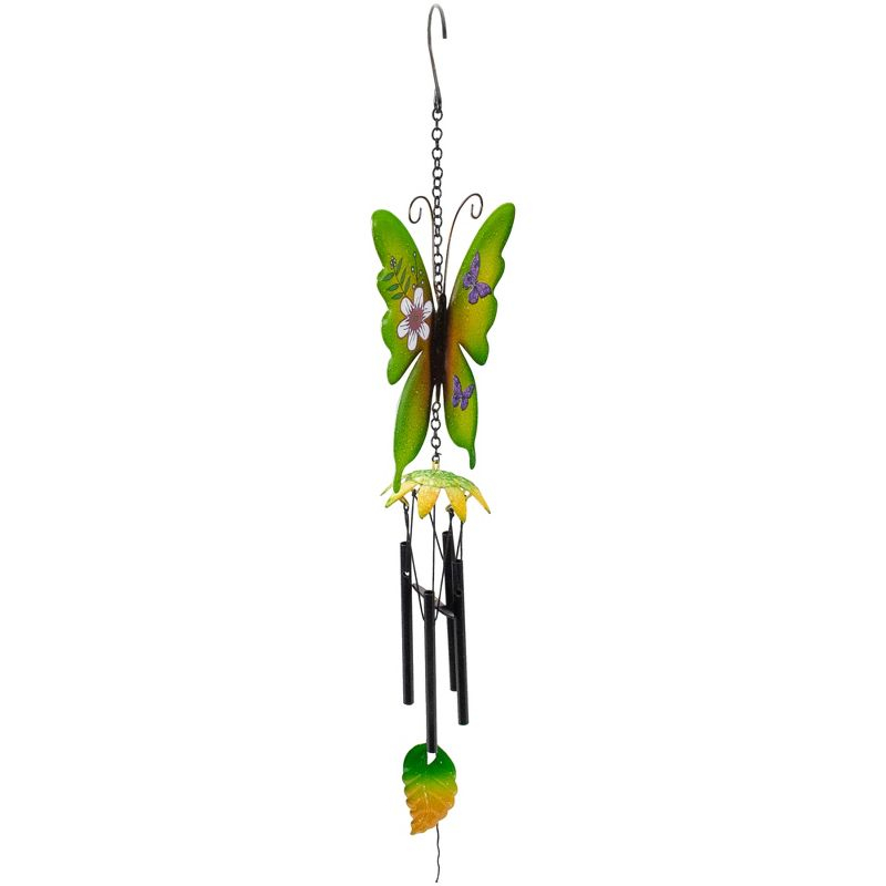 Northlight 15.75" Green Metal Butterfly Outdoor Garden Windchime