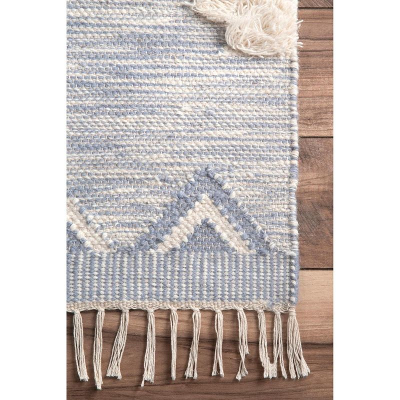 Nuloom Savannah Geometric 6 Square Wool Indoor Area Rug for Living Room Bedroom Dining Room Kitchen, Blue