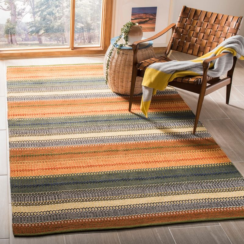 Striped Kilim STK412 Hand Woven Area Rug - Gold/Grey - 5'x8' - Safavieh.
