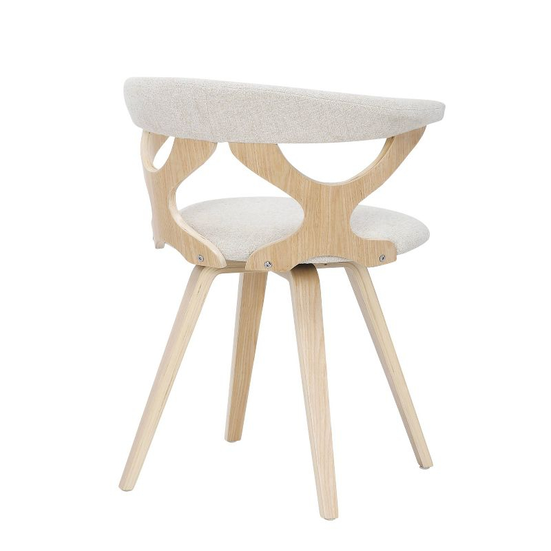 Gardenia Mid-Century Modern Dining Accent Chair with Swivel Wood/Polyester Natural/Cream - LumiSource