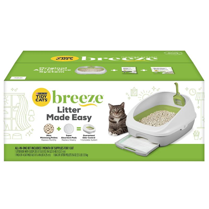Purina Tidy Cats BREEZE Litter Box System Starter Kit Litter Box, Litter Pellets & Pads - 7.8bs