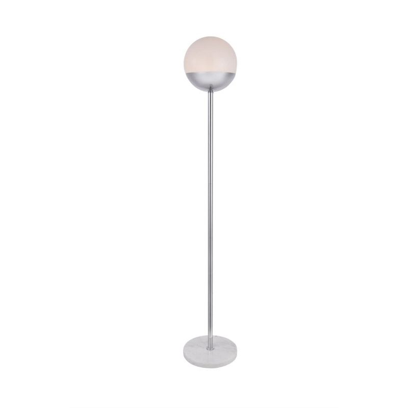 Elegant Lighting Eclipse 1 Light Chrome Floor Lamp With Frosted White Glass