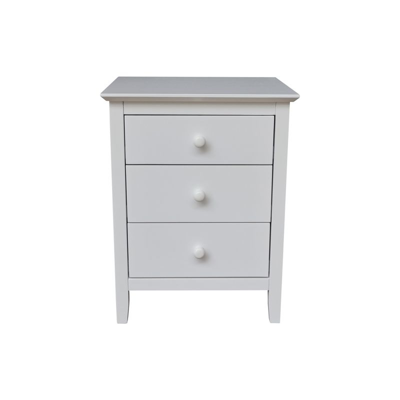 International Concepts Solid Wood Bedroom Nightstand with 3 Drawers, White