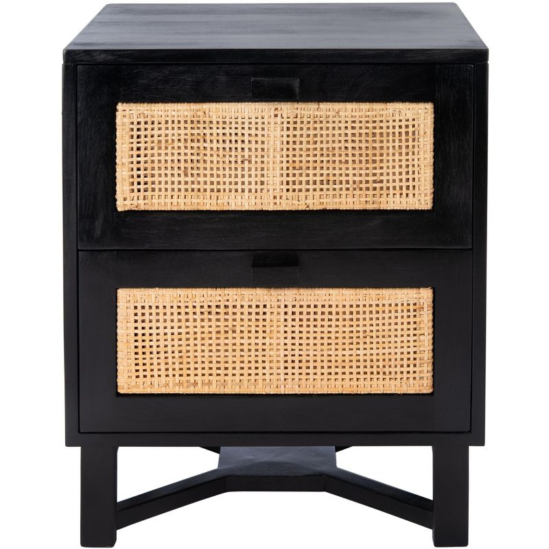 Hedwig 2 Drawer Nightstand - Black/Natural - Safavieh.