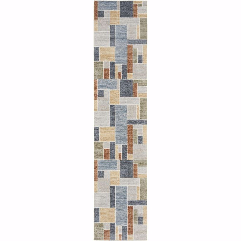 Nourison Astra Machine Washable 2'2" x 10' Multicolor Contemporary Indoor Bathroom, Kitchen Runner Rug