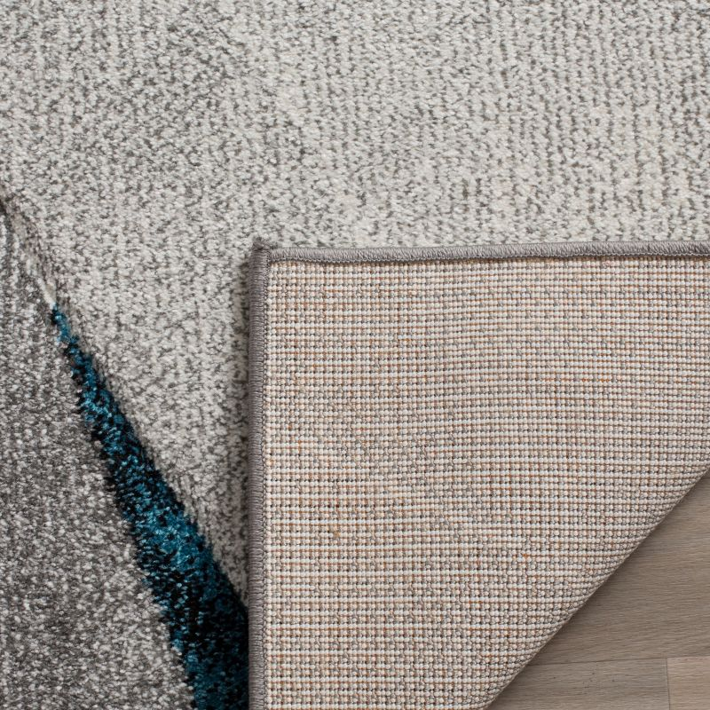 Hollywood HLW710 Power Loomed Runner Rug - Grey/Teal - 2'3"x14' - Safavieh.