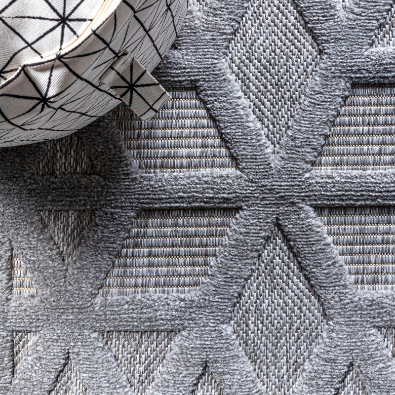 5' x 5' Talaia Neutral Geometric Indoor/Outdoor Area Rug, Light Gray - JONATHAN Y