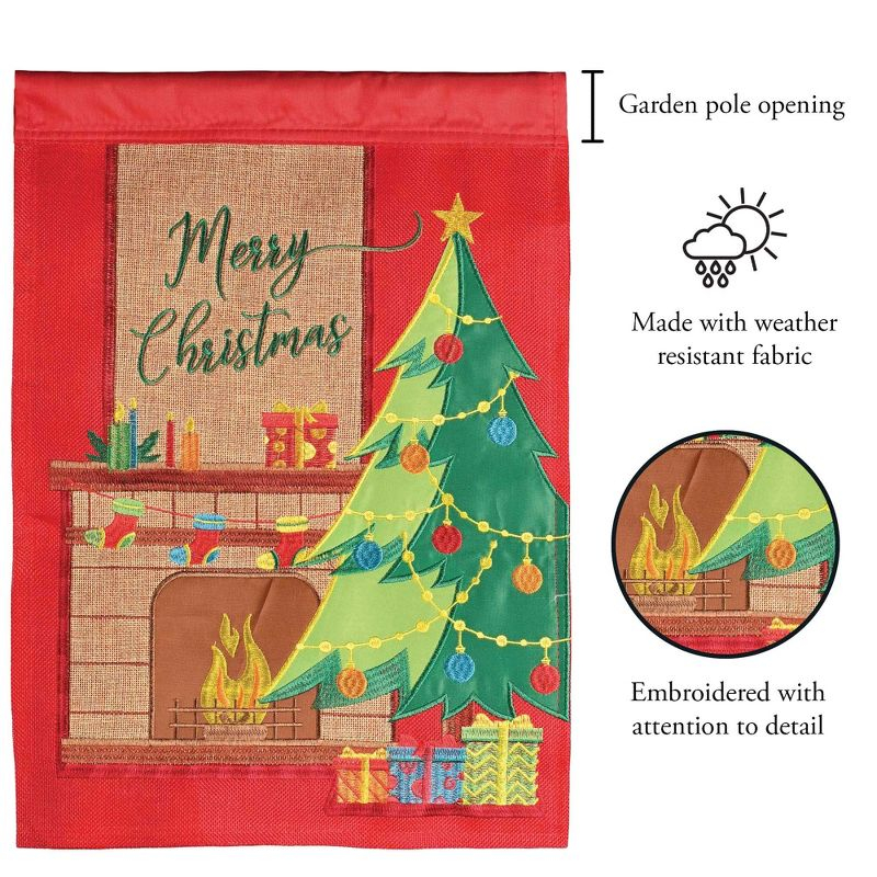 Magnolia Garden Merry Christmas Fireplace 13 x 18 Inch Polyester Garden Flag