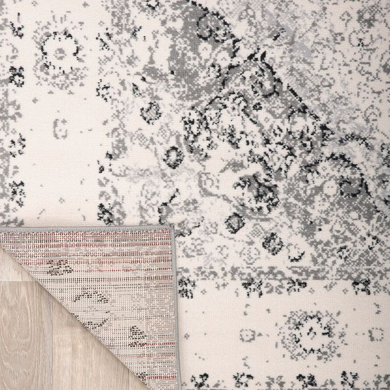 World Rug Gallery Vintage Oriental Distressed Medallion Gray 3'3" x 5' Area Rug:  Stain-Resistant,  Low Pile,  Pet Friendly