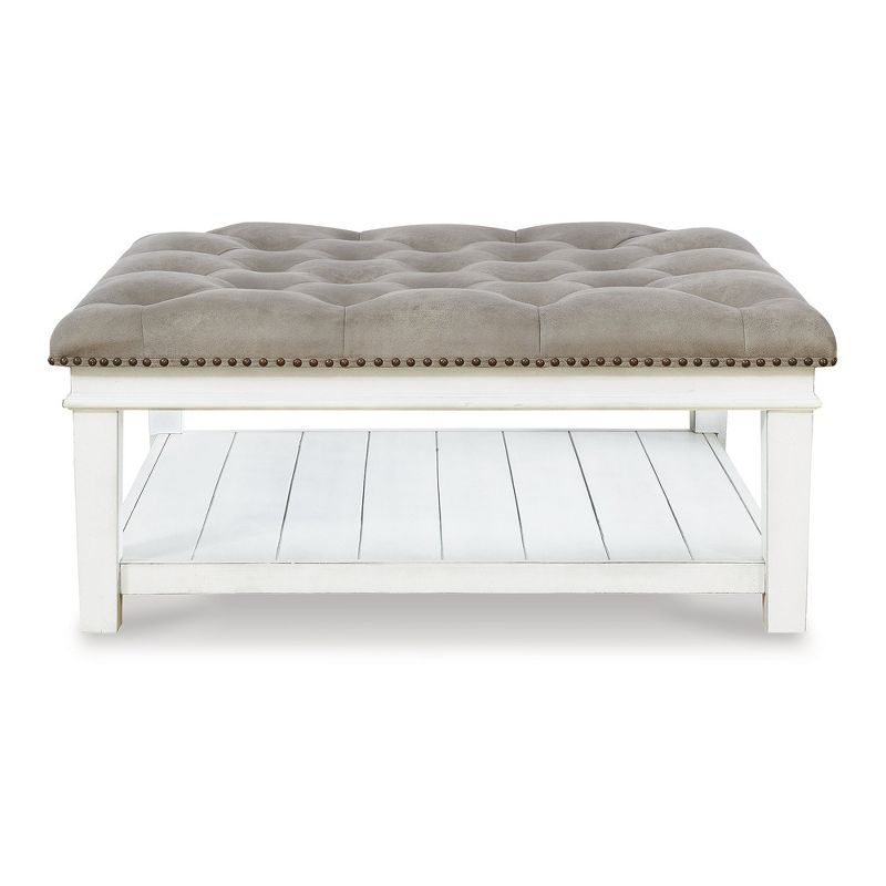 Signature Design by Ashley Contemporary Kanwyn Upholstered Ottoman Coffee Table, Whitewash