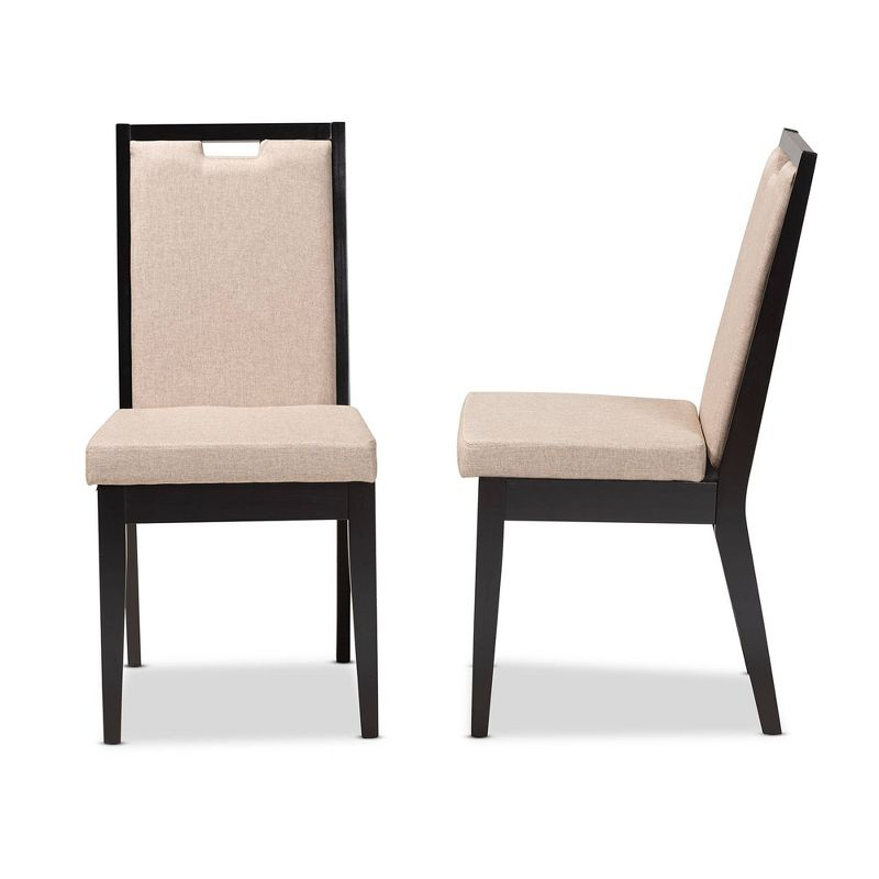 2pc Octavia Wood Dining Chair Set Sand/Dark Brown - Baxton Studio