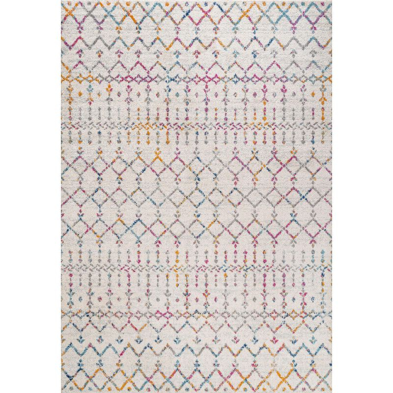 JONATHAN Y Moroccan HYPE Boho Vintage Diamond Ivory/Multi 3 ft. x 5 ft. Area Rug