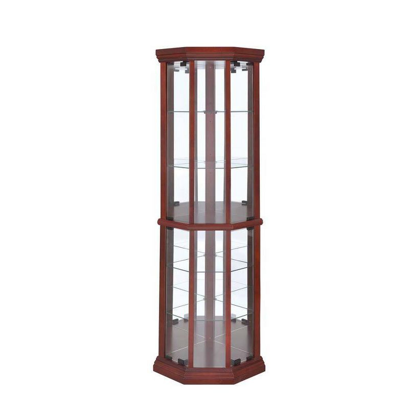 Coaster Appledale Traditional 6 Shelf Corner Curio Cabinet with Glass Doors Medium Brown