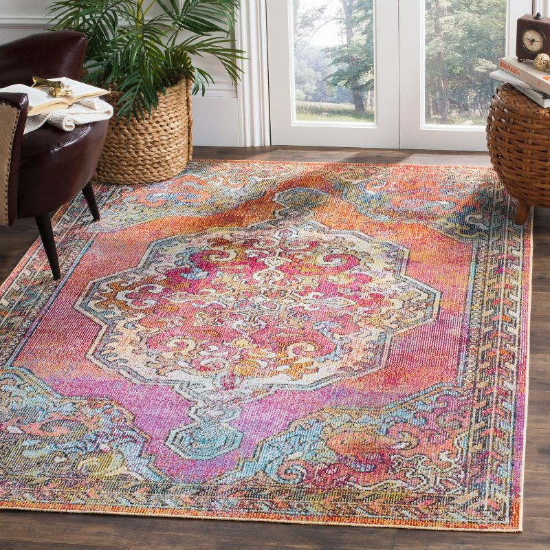 Crystal CRS502 Power Loomed Area Rug - Orange/Light Blue - 8'x10' - Safavieh.