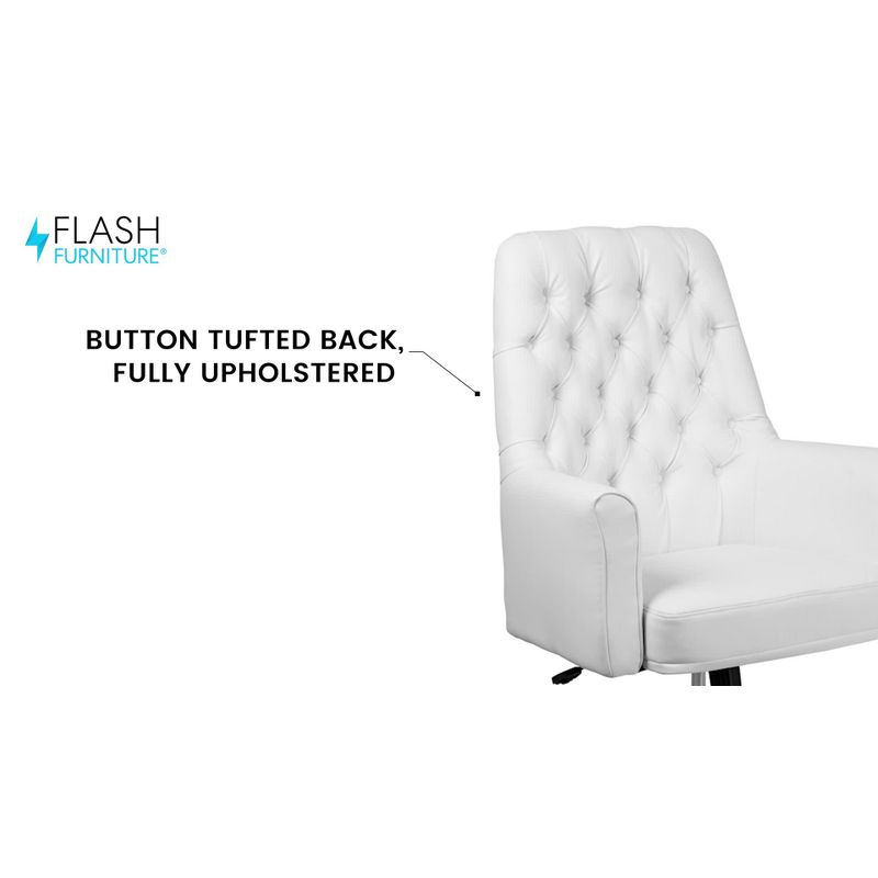 Flash Furniture Hansel Mid-Back Traditional Tufted White LeatherSoft Executive Swivel Office Chair with Arms