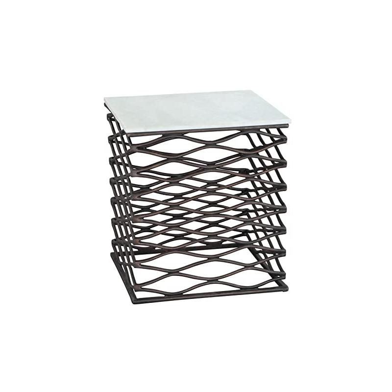 Zuo Duke Side Table White & Antique Bronze