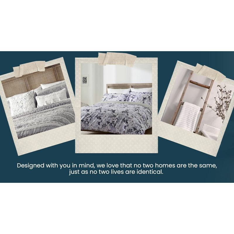 Blue Loom 3pc Full/Queen Saylor Duvet Set Ivory/Gray: Bedding, Non-Woven, Machine Washable