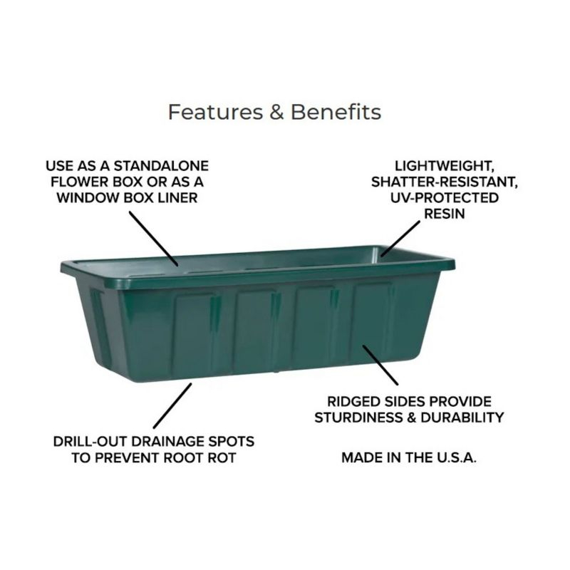 Novelty Poly-Pro Plastic Liner/Planter Flower Box, White, 24"