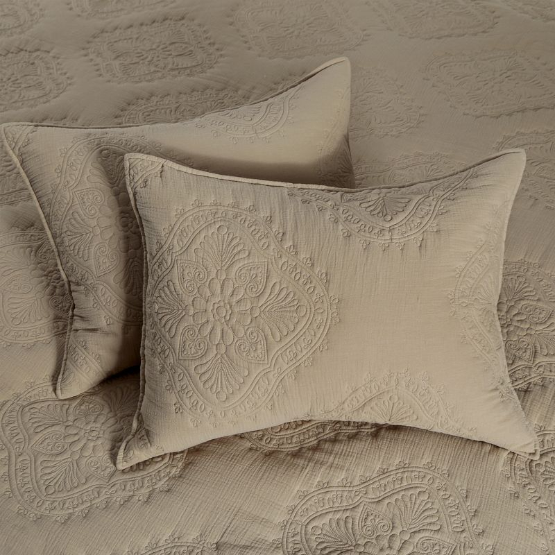 Muslin Stitch Taupe King Quilt Set - Levtex Home