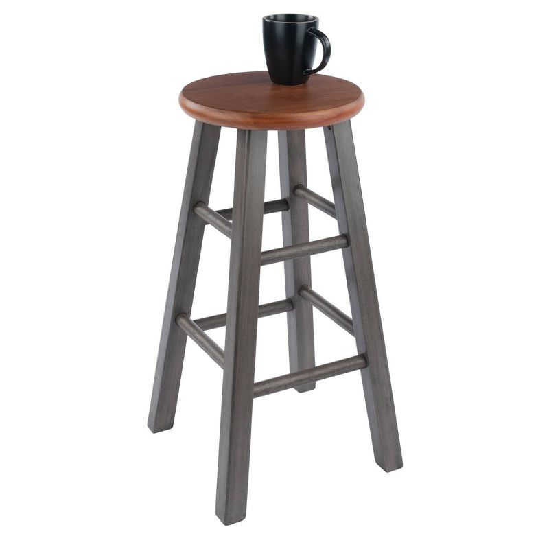 24" Ivy Counter Height Barstool Rustic Teak Brown - Winsome: Solid Wood, No Assembly, 220lb Capacity
