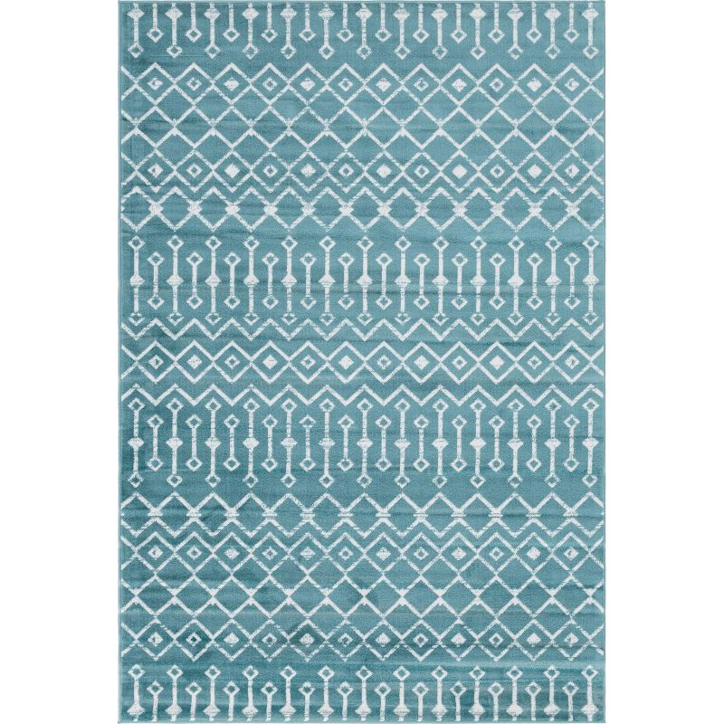 Unique Loom 6' 1 x 9' 0 Rectangle Moroccan Trellis Turquoise Area Rug