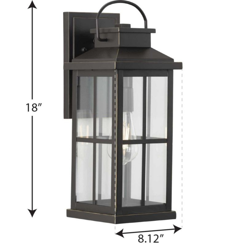 Progress Lighting Williamston 1-Light Antique Bronze Farmhouse Outdoor Large Wall Lantern with Clear Glass Shade