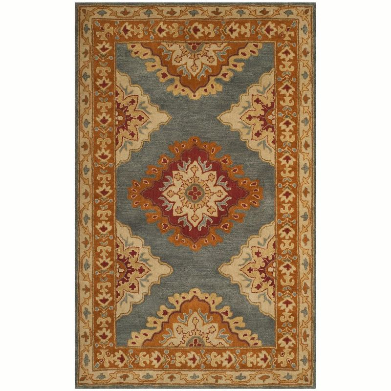 Heritage HG408 Handmade Area Rug - 5'x8' - Blue/Rust - Safavieh