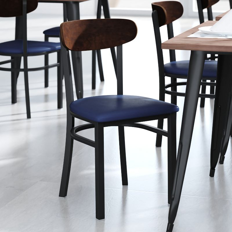 Flash Furniture Wright Commercial Grade Dining Chair with 500 LB. Capacity Steel Frame, Solid Wood Seat, and Boomerang Back