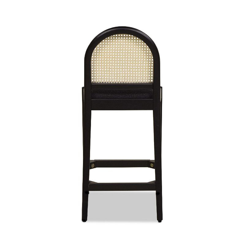 NicBex Dining Chairs Set of 2 Upholstered Chair Curved Back Cane Rattan Counter Stools, Fabric Accent for Kitchen, Bedroom, Black