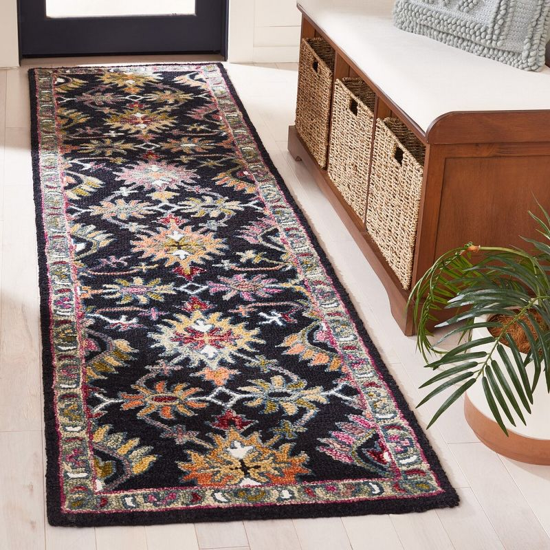 Aspen APN135 Hand Tufted Runner Rug  - Black/Pink - 2'3"x9' - Safavieh.