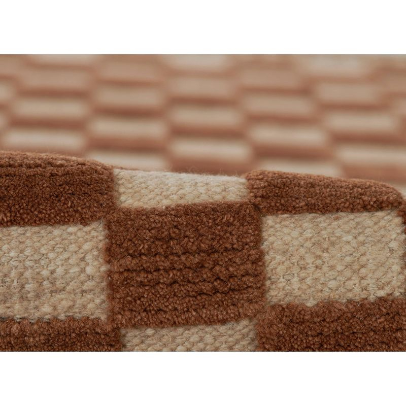 Momeni 2'6"x8' Willow Check Handwoven Runner Rug Brown: Wool, Low Pile, Classic Pattern, Indoor Use, Handmade