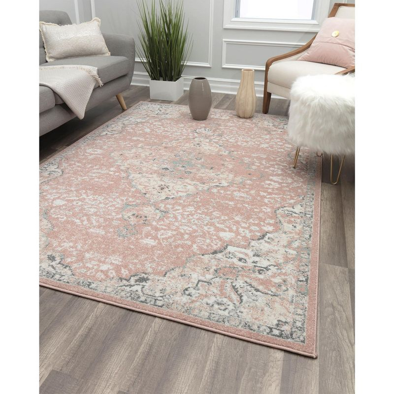 Hailey Pink Amaranth Bedroom Rug - Persian Inspired Rug for Living Room, Trendy Pink Floor Decor, Soft Area Rug, 5'x7'