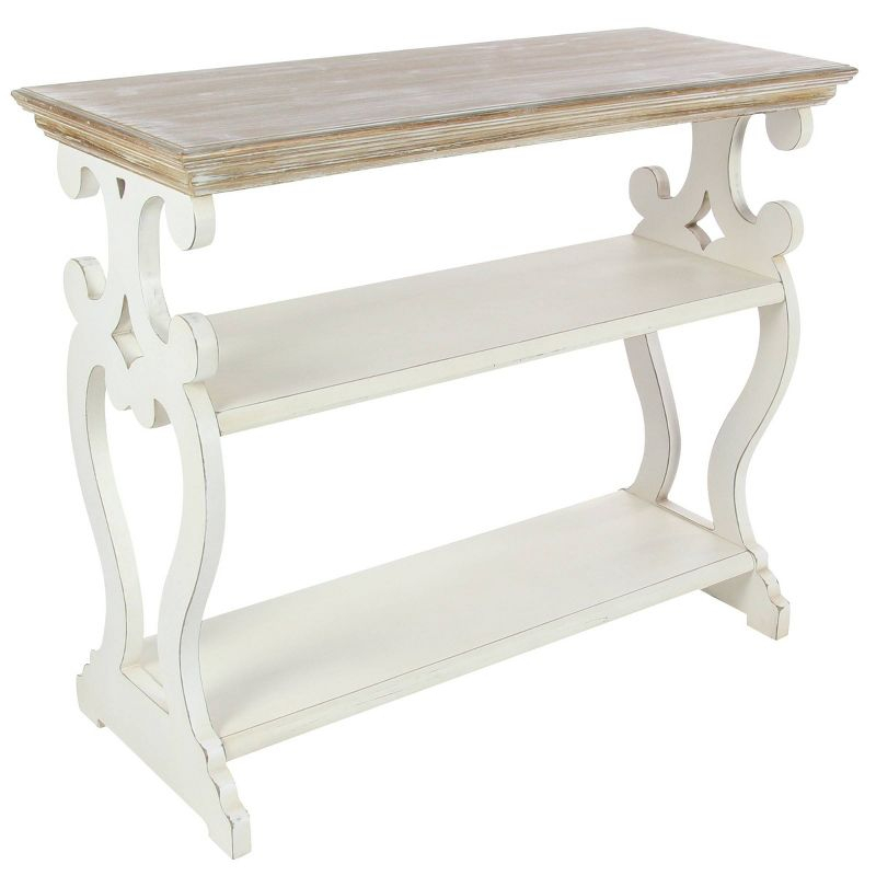 Farmhouse Wood Console Table Off White - Olivia & May: 2-Shelf Design, Tall Profile