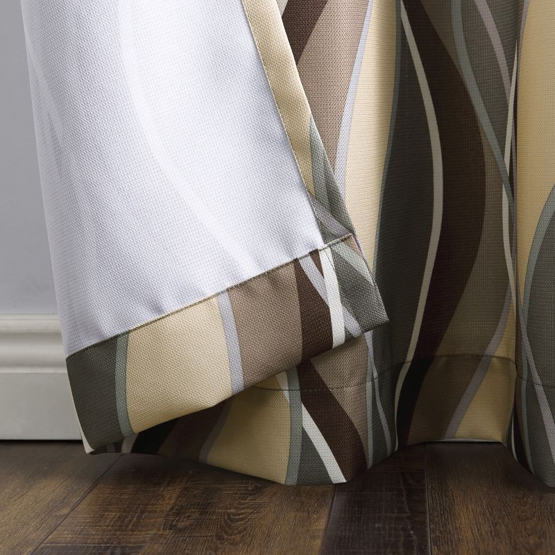 48"x84" No. 918 Semi-Sheer Intersect Ogee Wave Print Grommet Curtain Panel Spruce: Modern Light Filtering Green Curtain