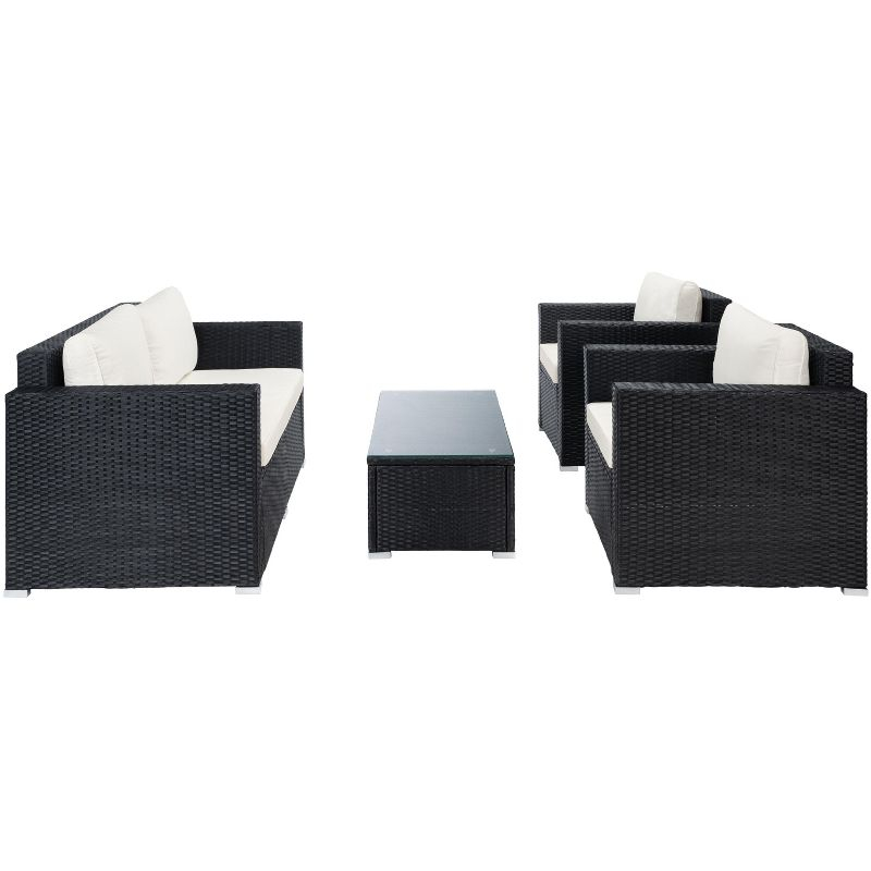 Machie 4Pc Living Set - Indoor/Outdoor - PAT7508 - Black/Beige - Safavieh