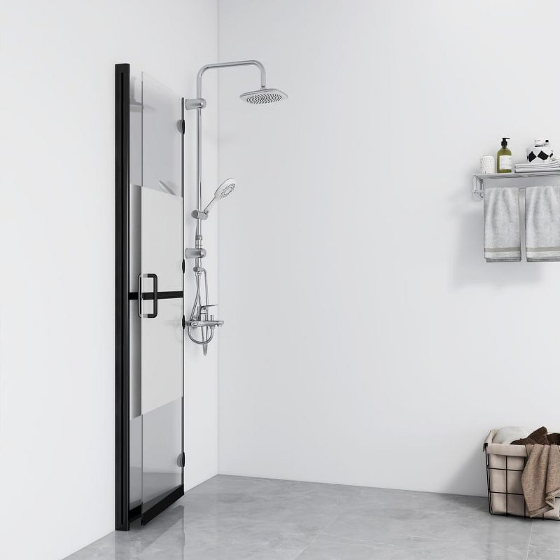 VidaXL Foldable Walk-in Shower Wall Half Frosted ESG Glass 31.5 in.x74.8 in.