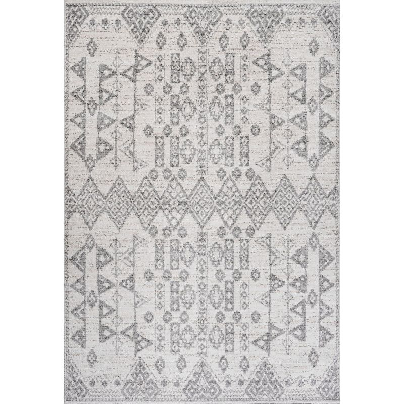 4'x6' Idris  Diamond Geometric Area Rug, Gray/Beige - JONATHAN Y