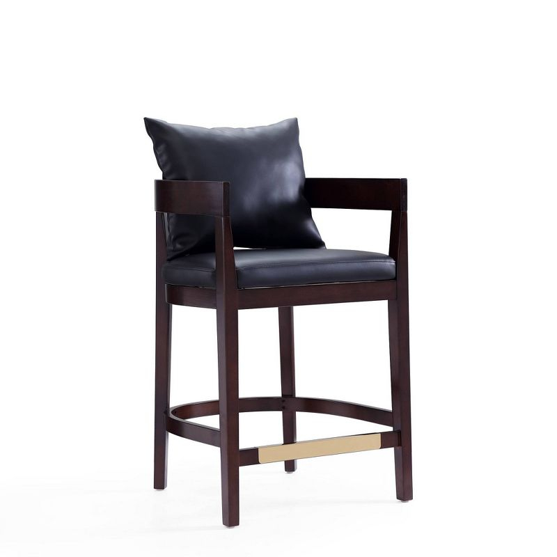 Ritz Beech Wood Counter Height Barstool Black - Manhattan Comfort: Gold Footrest, Upholstered, No Assembly Required