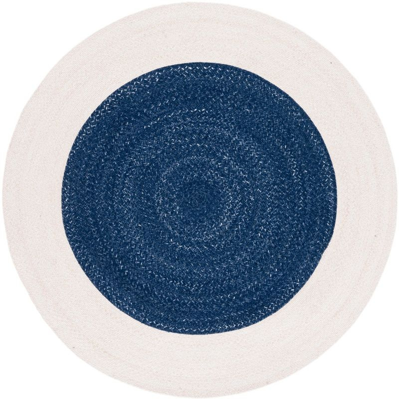 Braided BRD803 Hand Woven Area Rug - Navy/Ivory - 6' Round - Safavieh.