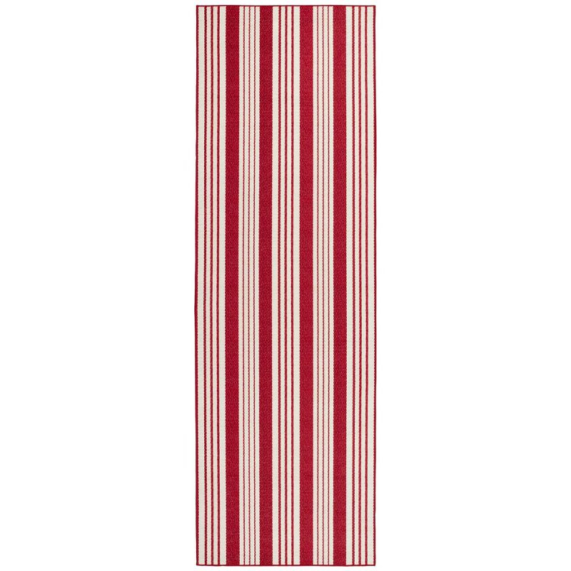 Annie Selke - Dash & Albert Abby Ticking Red Machine Washable Rug, 2x3, Red