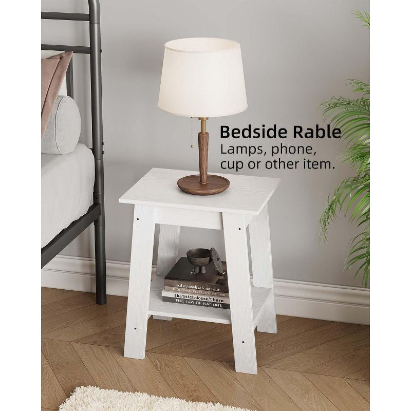 Nasitip 2-Tier End Table, Small Side Table, Nightstand with Storage Shelf, Narrow Side Table for Small Spaces(White)