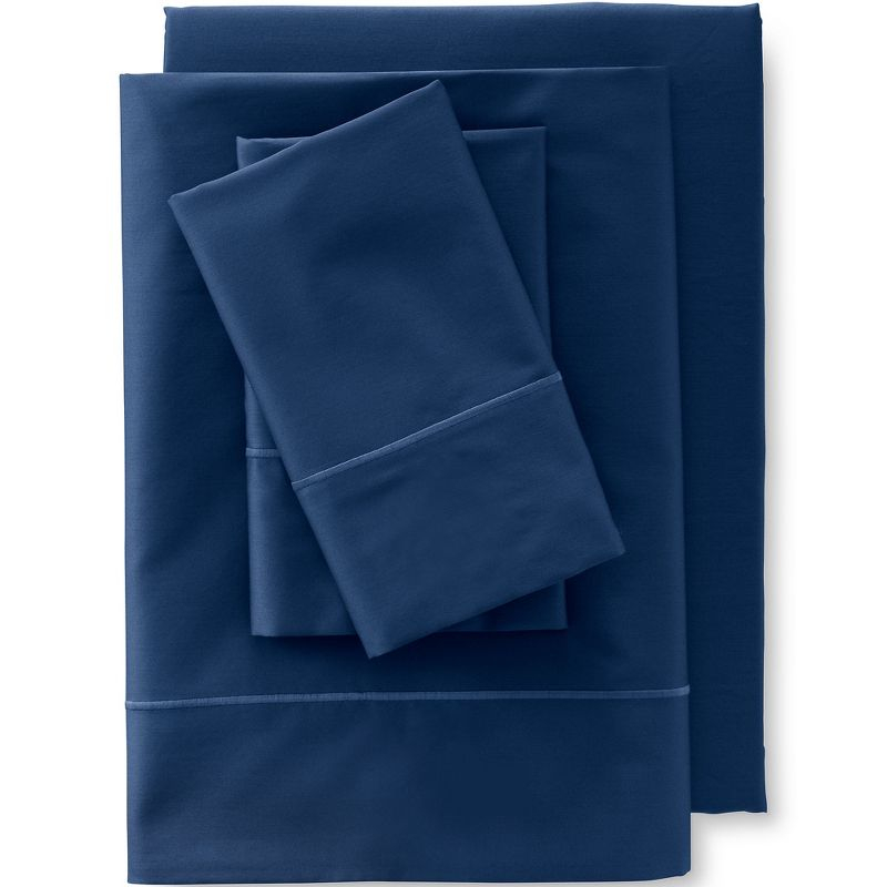 Lands' End 400 Thread Count Premium Supima Cotton No Iron Sateen Pillowcases - Standard - Deep Sea Navy