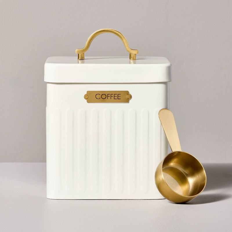 Metal Coffee Tin with Scooper Cream/Brass - Hearth & Hand™ with Magnolia