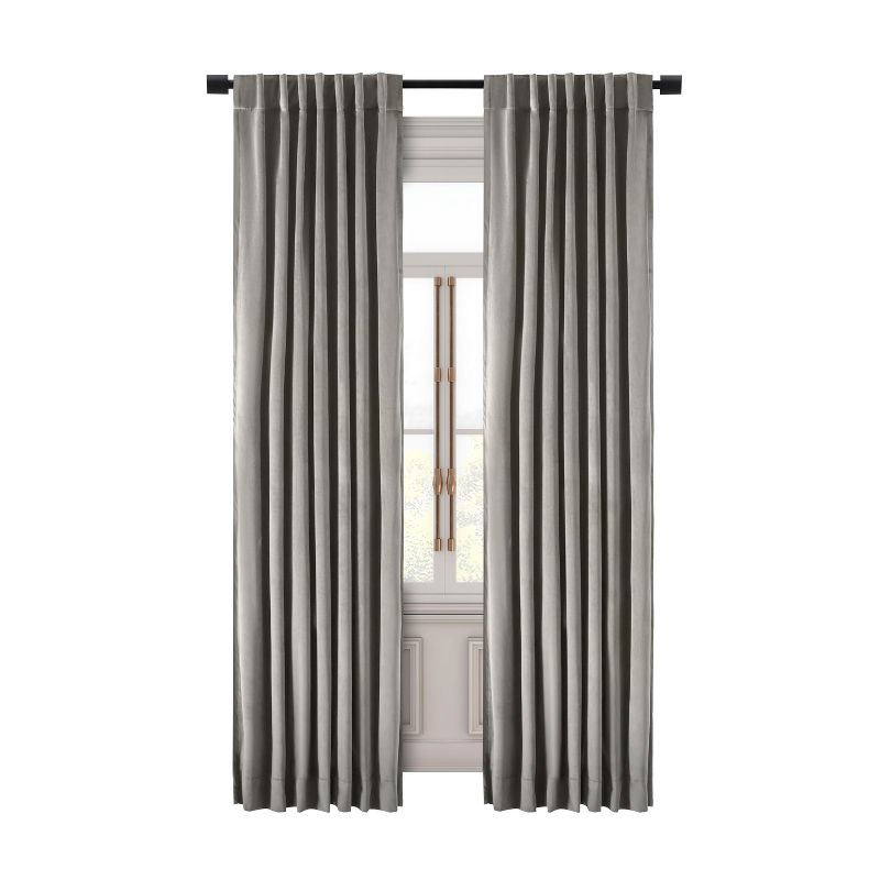 Ricardo Velvet Rod Pocket w/Back Tabs Panel w/Blackout Lining 50x63 Slate Grey
