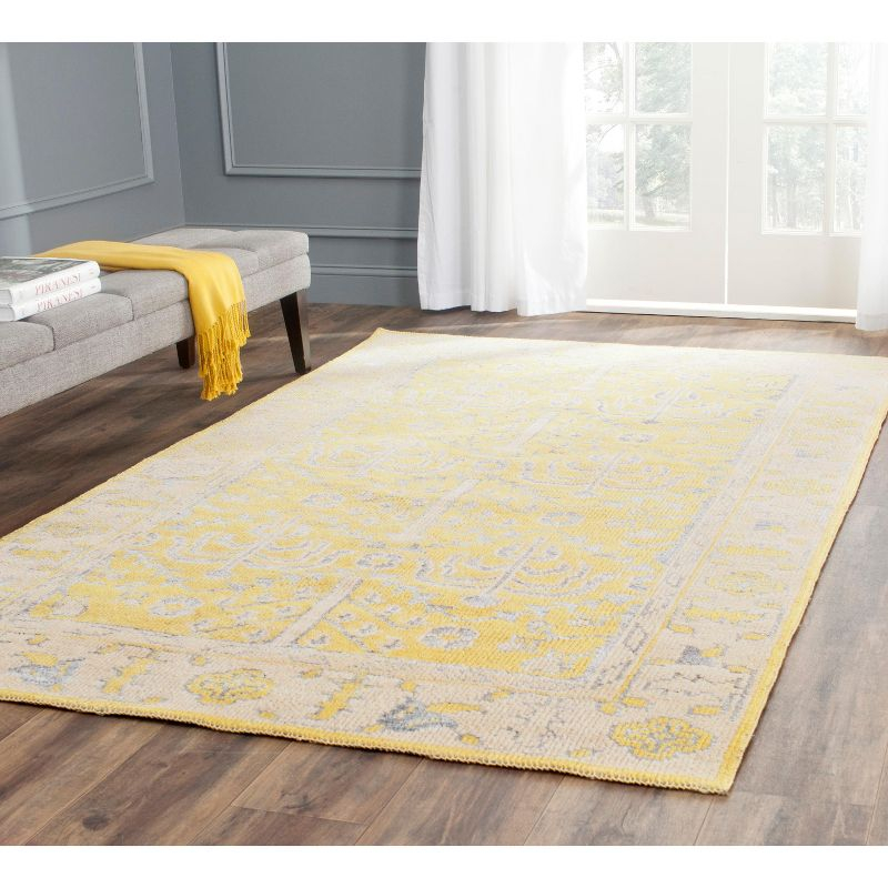 Stone Wash STW213 Hand Knotted Area Rug - Yellow - 4'x6' - Safavieh.