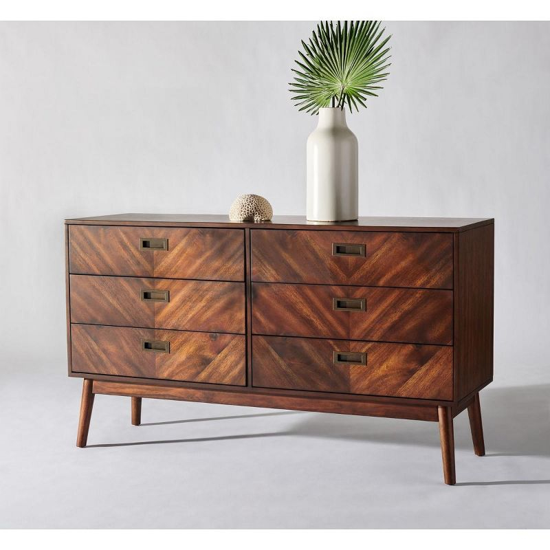 Donald 6 Drawer Mid-Centry Dresser - SFV2110 - Dark Walnut - Safavieh Couture