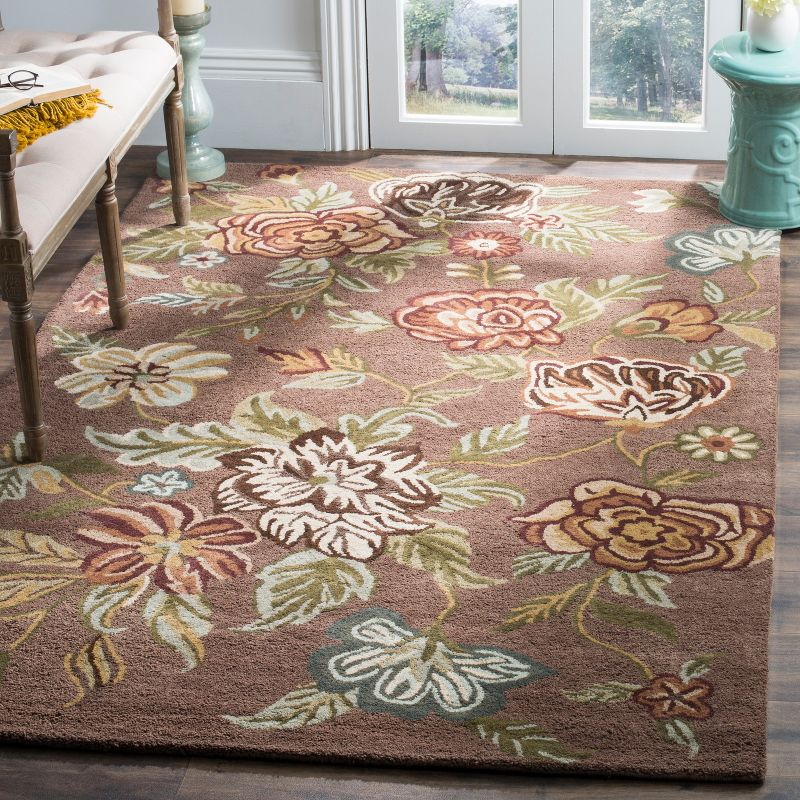 Blossom BLM920 Hand Hooked Area Rug - Brown/Multi - 8'x10' - Safavieh.