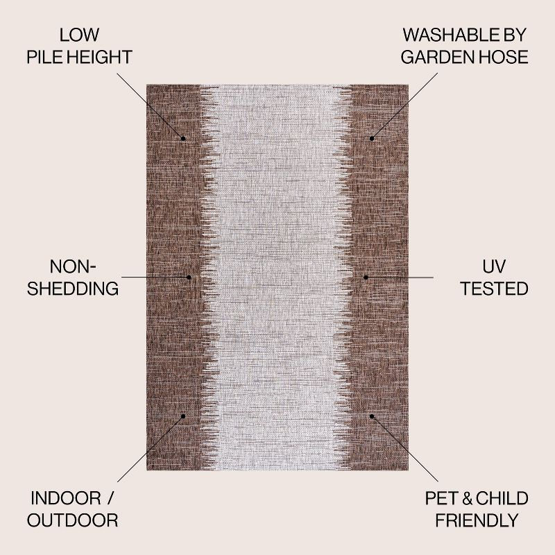 5'x8' Tavira Modern Strie' Indoor/Outdoor Area Rug, Brown/Beige - JONATHAN Y