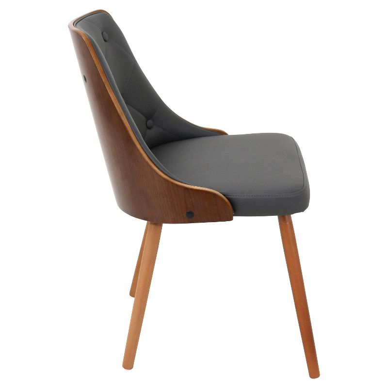 Gianna Mid Century Modern Walnut Dining Chair Wood/Gray - LumiSource: Button Tufted, Curved Frame